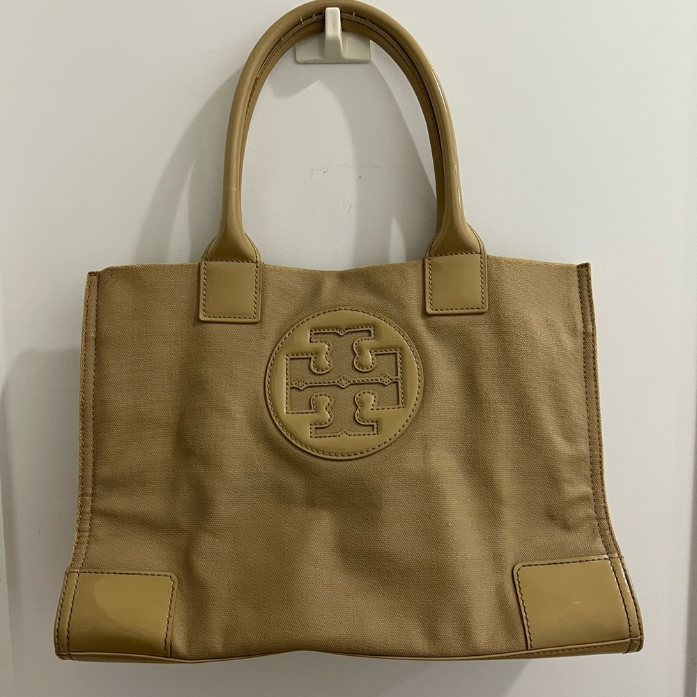 Tory Burch Tan Leather Tote with Embossed Logo